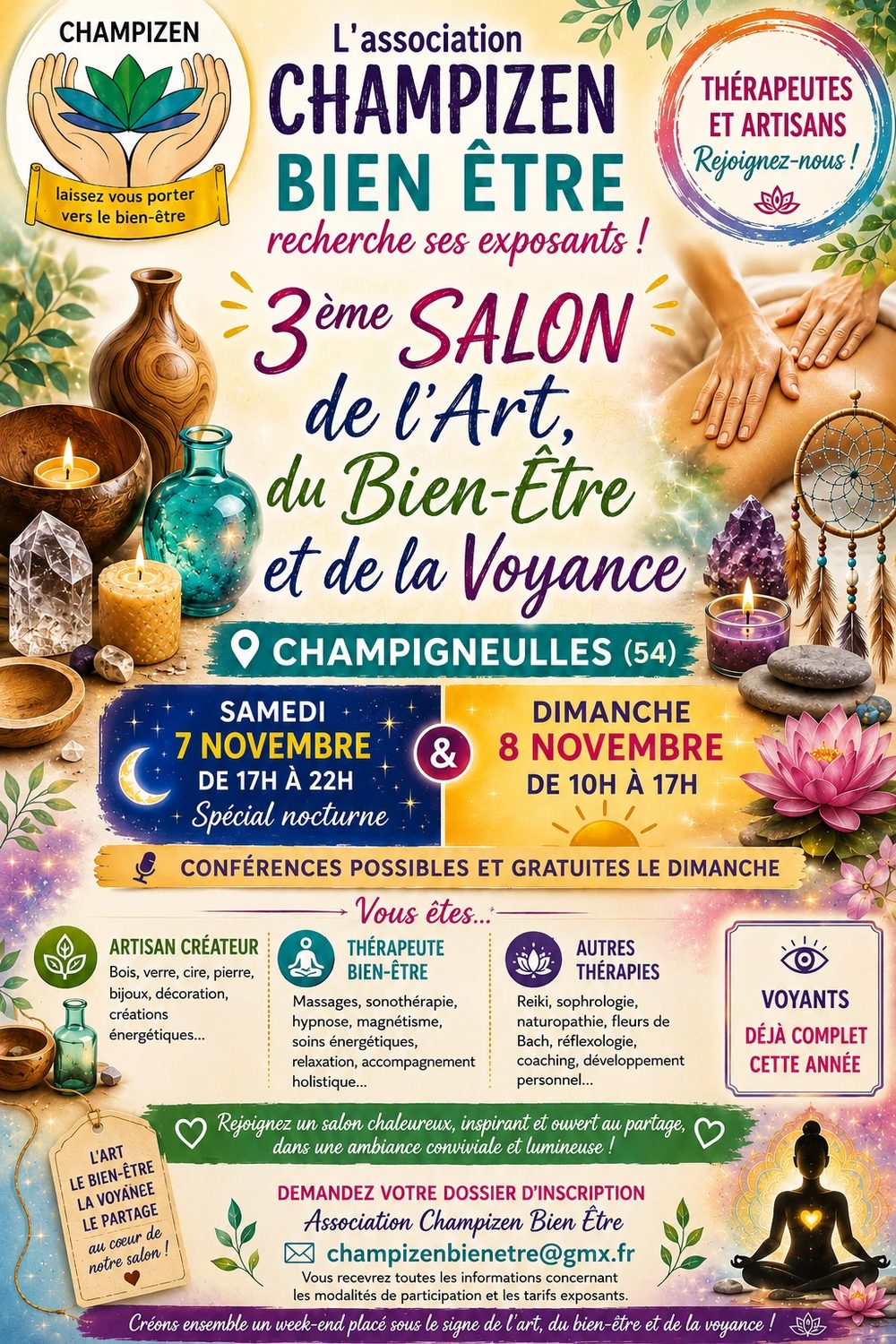 Affiche d'appel à exposants pour le 3e Salon de l'Art, du Bien-Être et de la Voyance